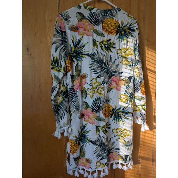 Blue Island Coverup swim tropical dress womens L - Picture 12 of 13
